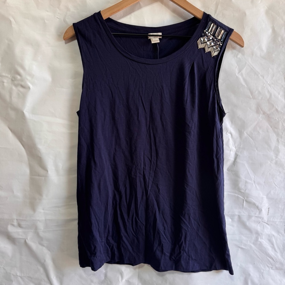 J. Crew // nwt navy sleeveless embellished tank size medium aug1